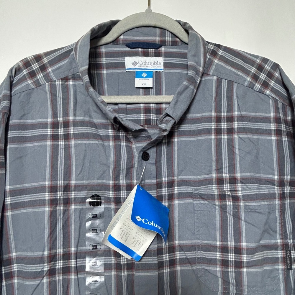 Columbia Rapid Rivers II Long Sleeve Shirt Mens XXL Grey Plaid NEW AM7968-032